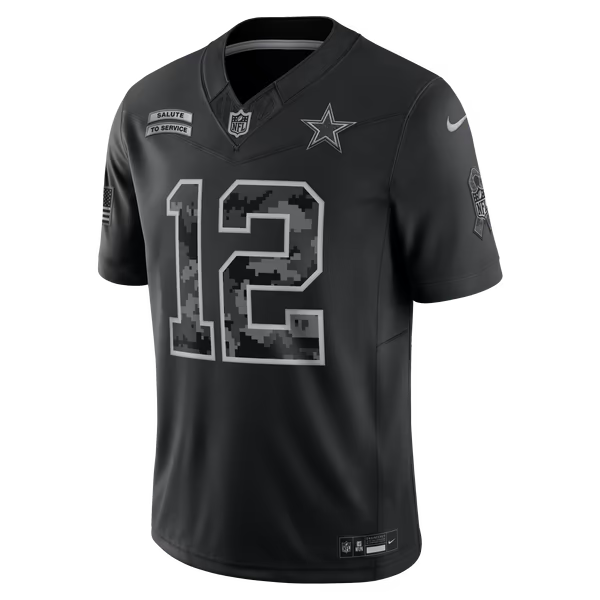 Roger Staubach Dallas Cowboys Soccer Intl 2026 Salute to Service Retired Player Stitched Limited Jersey - Black