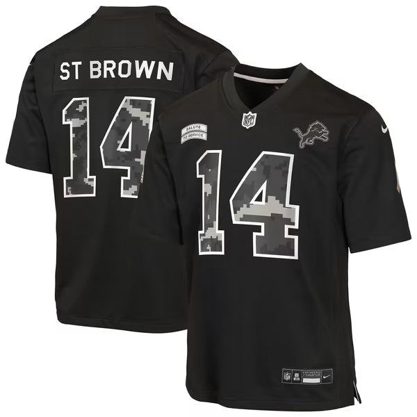 Amon-Ra St. Brown Detroit Lions Soccer Intl Youth 2026 Salute to Service Game Jersey - Black
