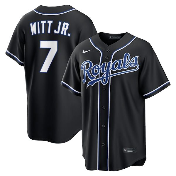 Soccer Intl Bobby Witt Jr. Kansas City Royals Fashion Replica Black Out Jersey