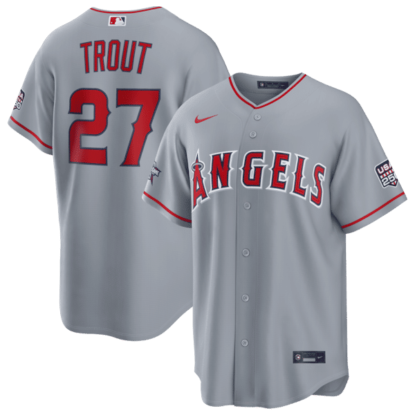 Soccer Intl Mike Trout Los Angeles Angels 2026 All-Star Edition Stars & Stripes Stadium Jersey Gray