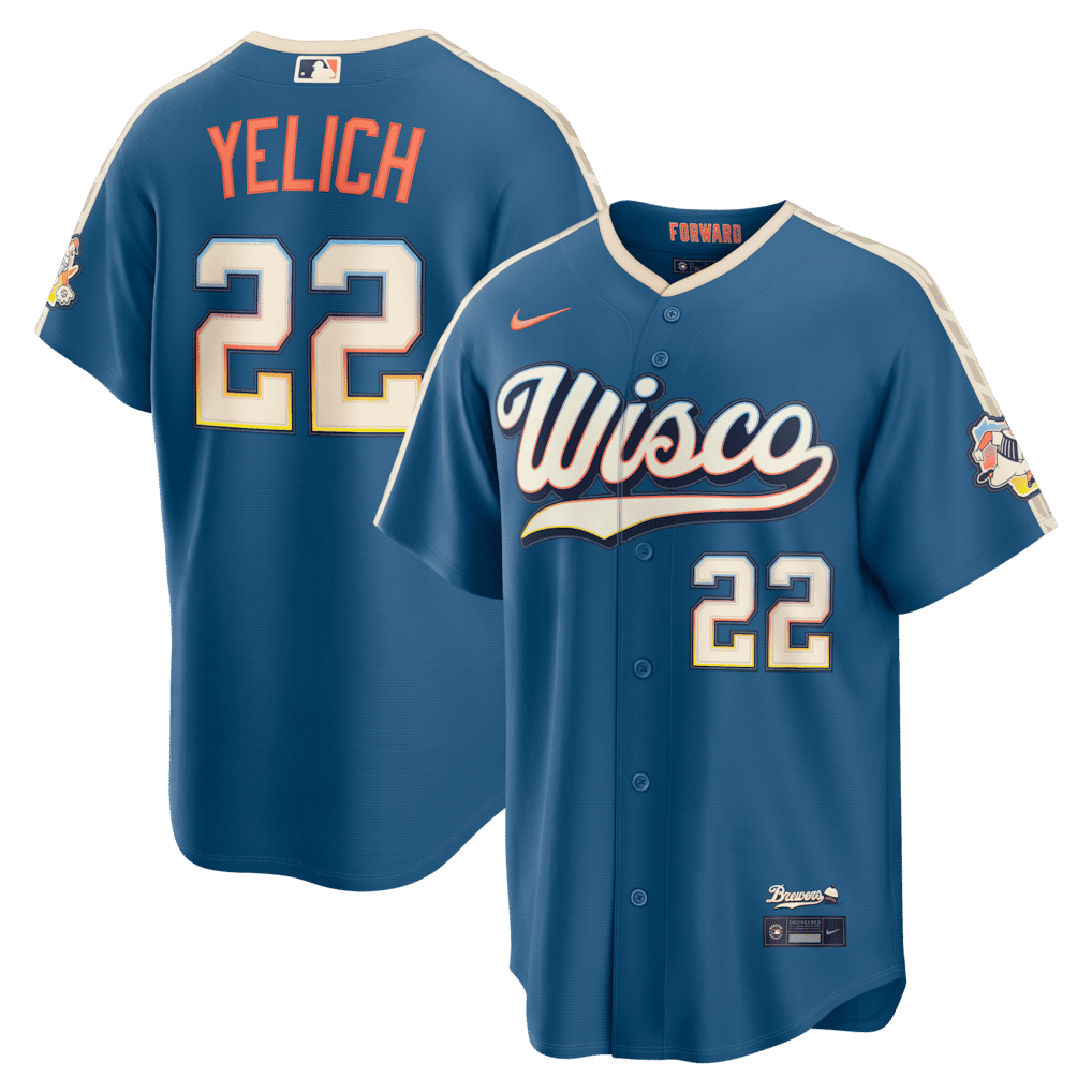 Soccer Intl Christian Yelich Milwaukee Brewers 2026 City Connect Stadium Jersey Mineral Blue