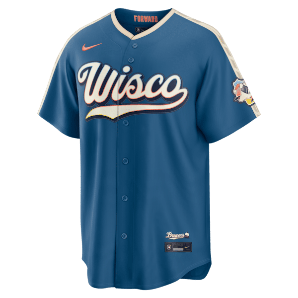 Soccer Intl Christian Yelich Milwaukee Brewers 2026 City Connect Stadium Jersey Mineral Blue