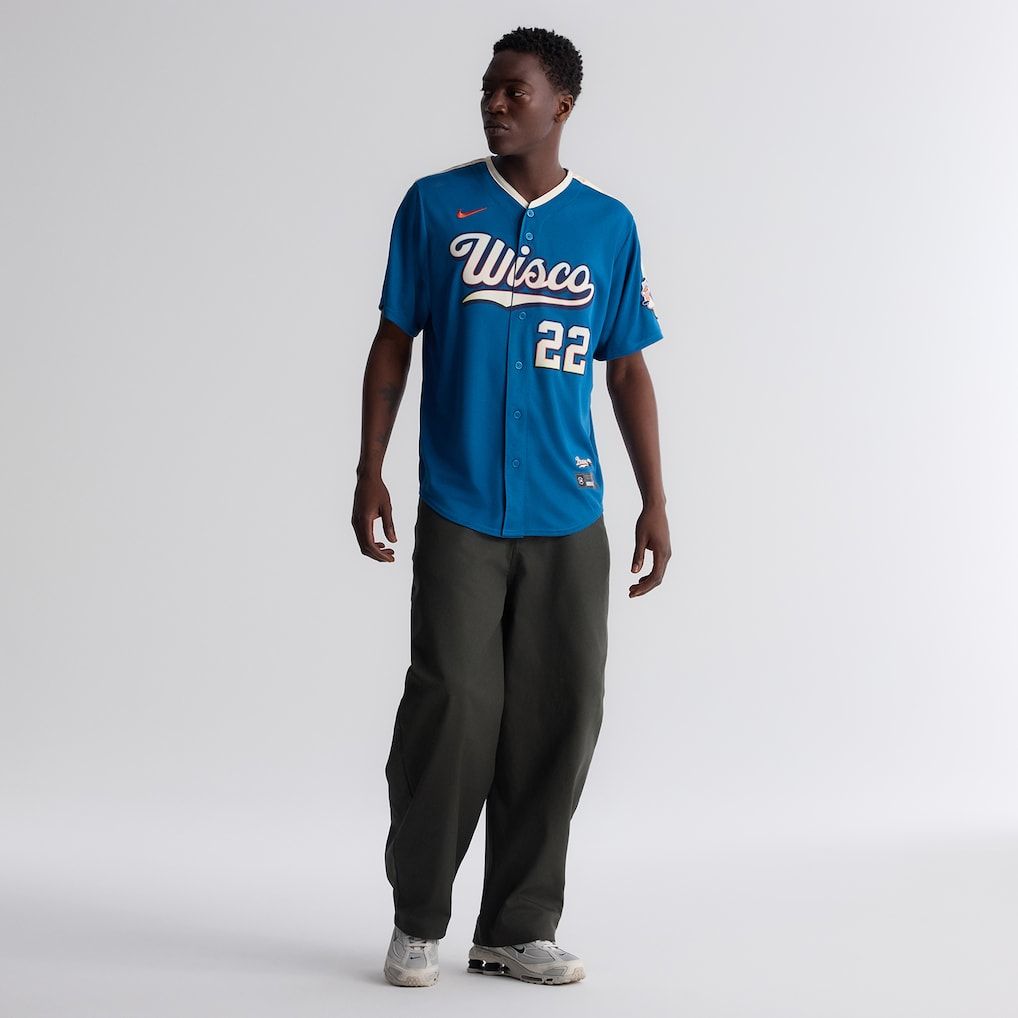 Soccer Intl Christian Yelich Milwaukee Brewers 2026 City Connect Stadium Jersey Mineral Blue