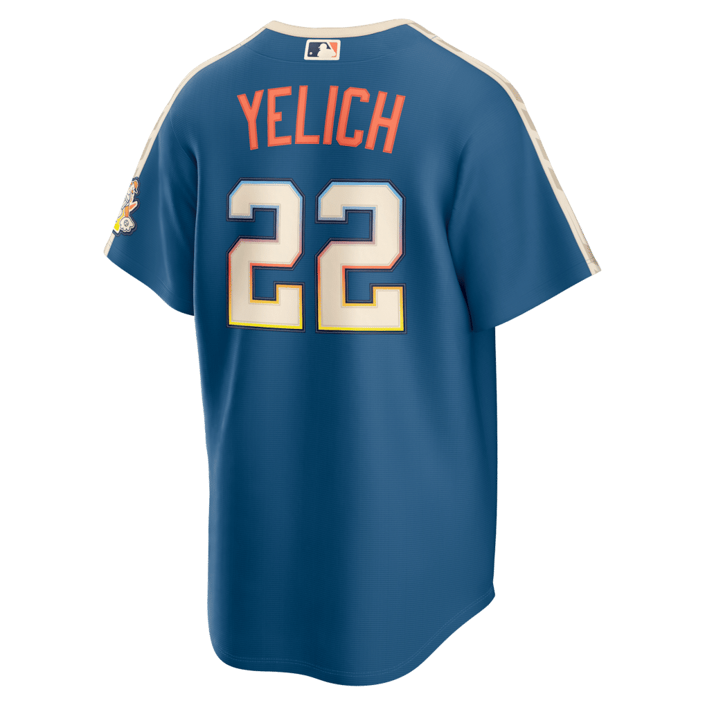 Soccer Intl Christian Yelich Milwaukee Brewers 2026 City Connect Stadium Jersey Mineral Blue