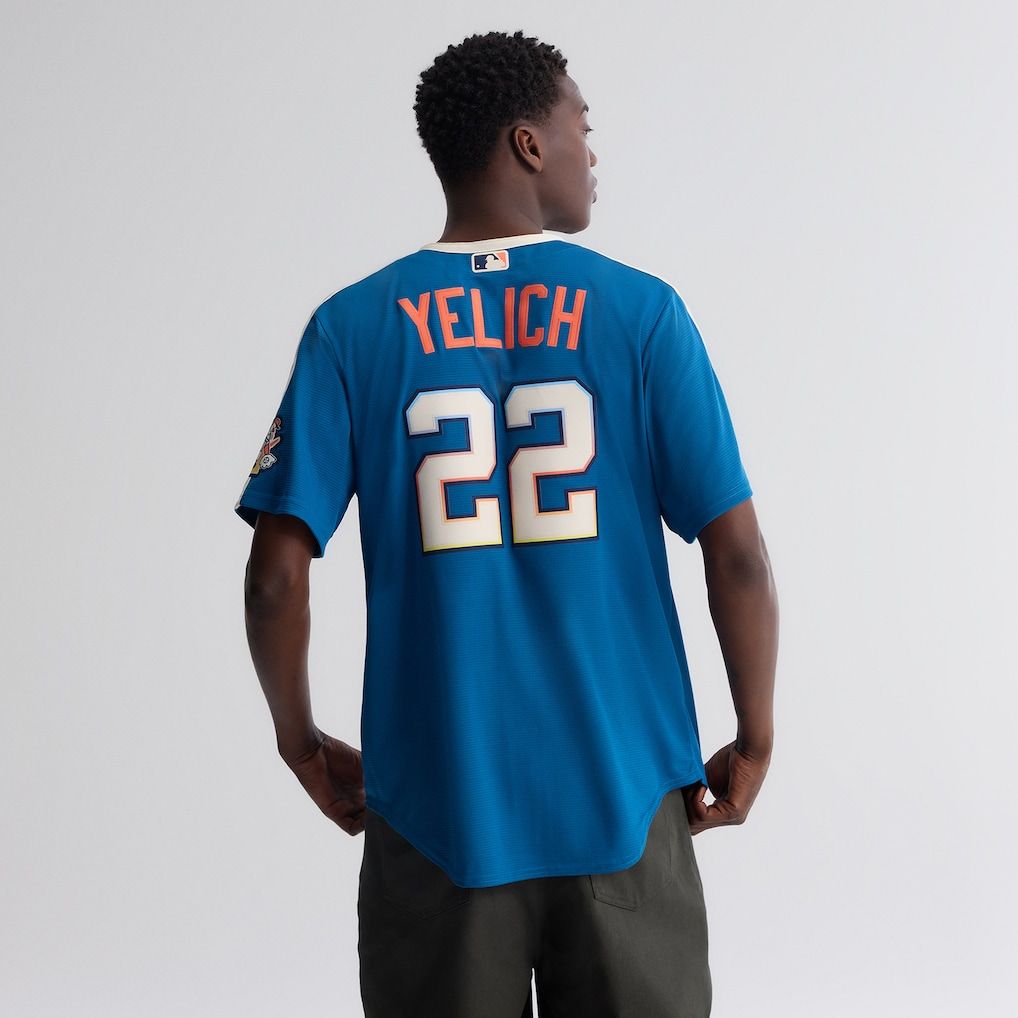 Soccer Intl Christian Yelich Milwaukee Brewers 2026 City Connect Stadium Jersey Mineral Blue