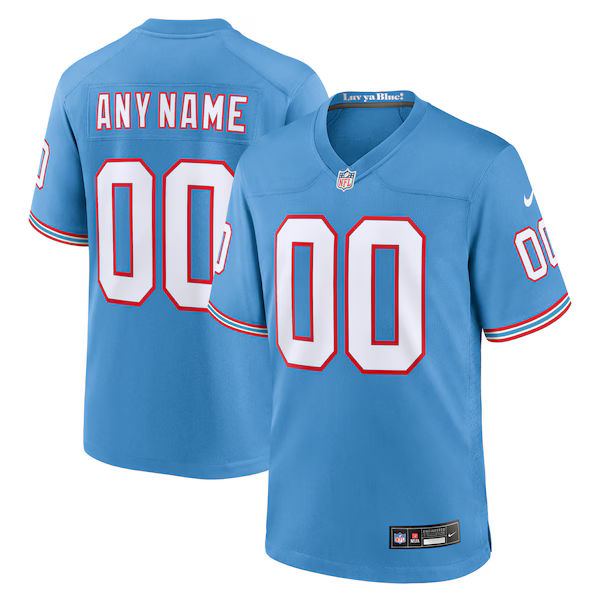 Soccer Intl Tennessee Titans Oilers Throwback Custom Game Jersey Light Blue