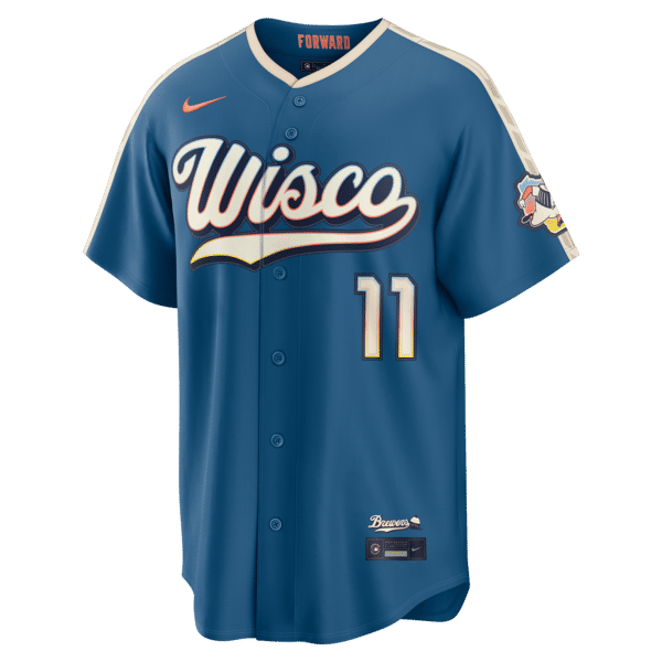 Soccer Intl Jackson Chourio Milwaukee Brewers 2026 City Connect Stadium Jersey Mineral Blue