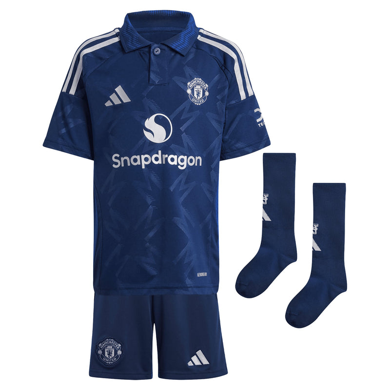 Manchester United adidas Away Minikit 2024-25 Custom Jersey - Blue