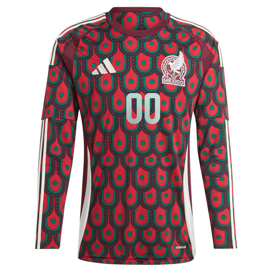 Mexico National Team 2024 Home Custom Long Sleeve Shirt - Burgundy