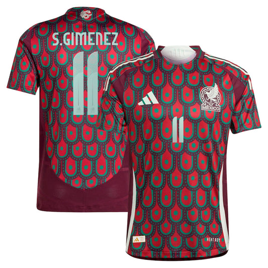 Santiago Giménez Mexico National Team 2024 Home Player Shirt - Burgundy