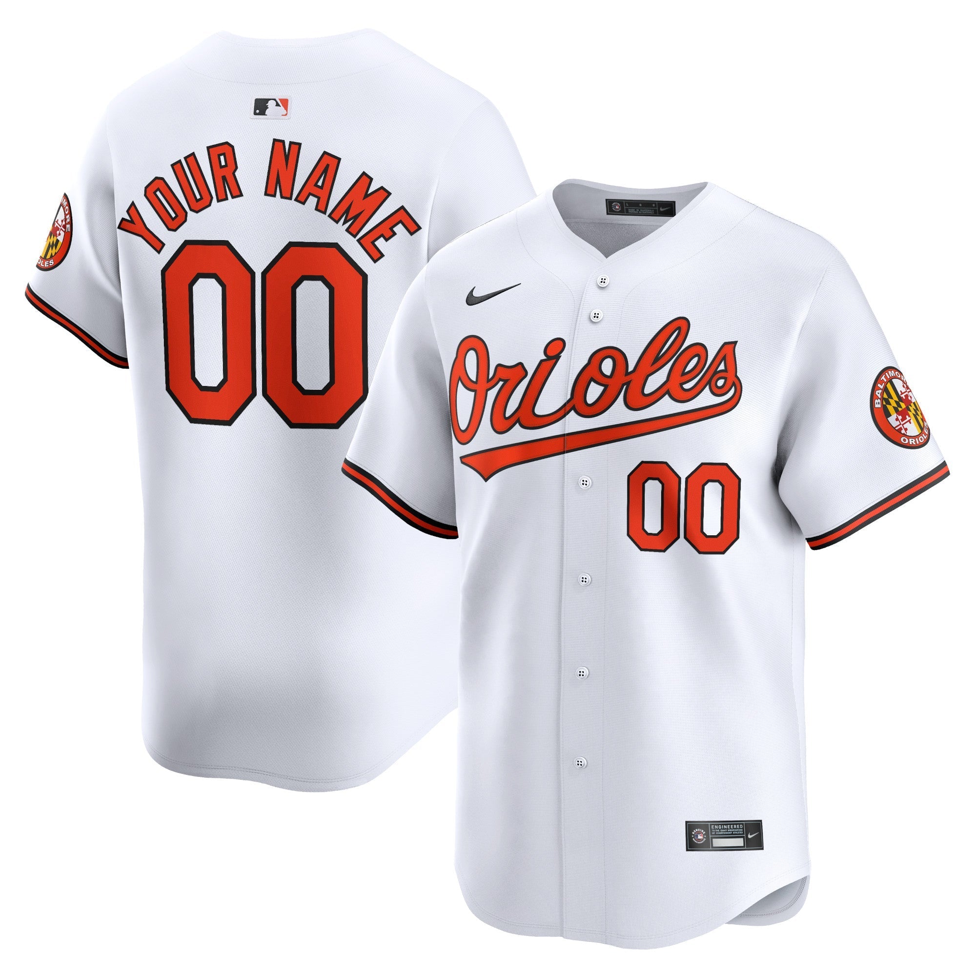 Baltimore Orioles Home Limited Custom Shirt - White