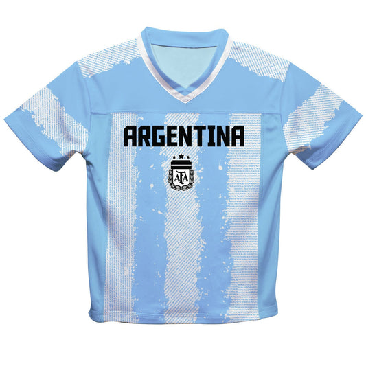 Lionel Messi Argentina National Team Vive La Fete Football Shirt - Light Blue