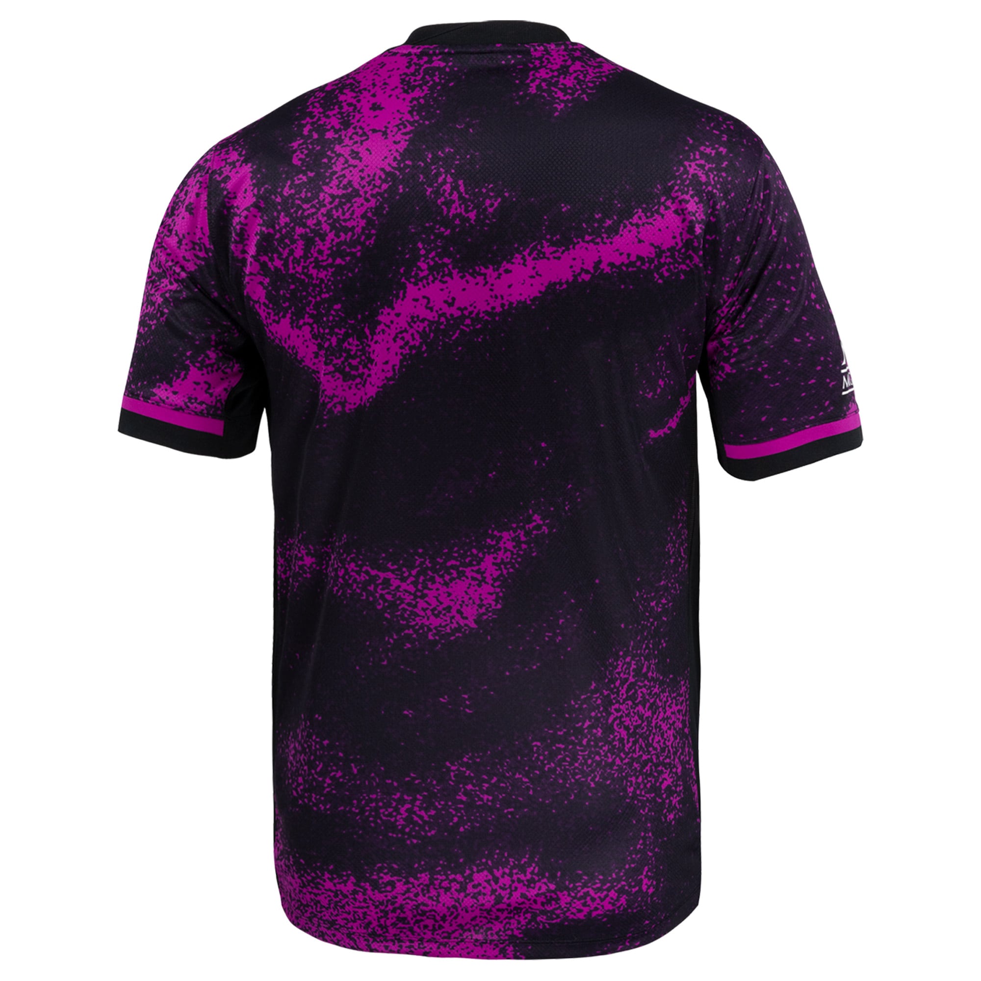 Back view of Nike Houston Dash Cosmic Storm Jersey in black with vibrant purple cosmic pattern