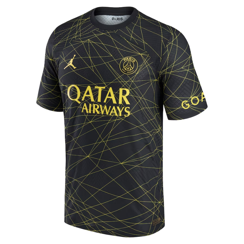 Paris Saint-Germain black Authentic jersey featuring a modern design and Qatar Airways logo