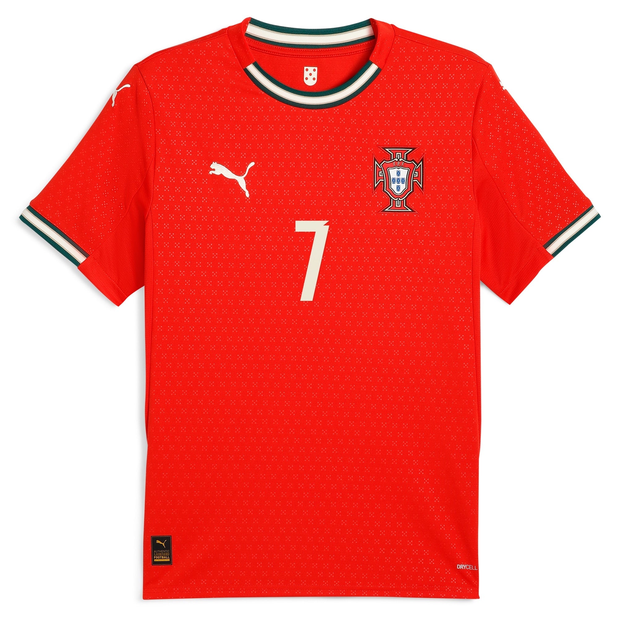 Puma Cristiano Ronaldo Portugal jersey 2025 in red with number 7 and team crest