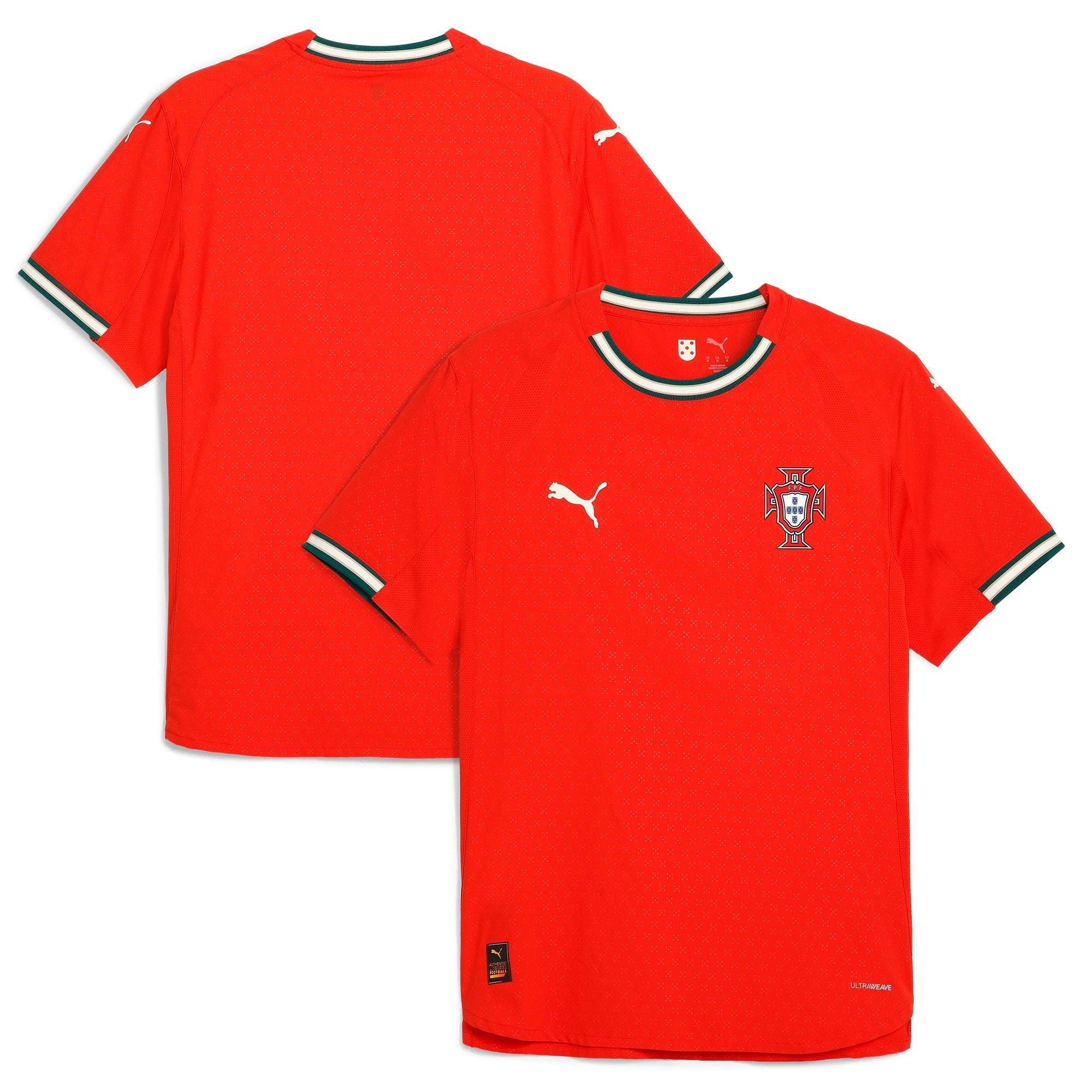 Puma Portugal 2025 home jersey in red with national crest and white Puma logo on front