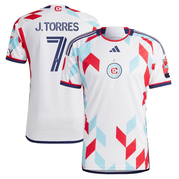 Men's Chicago Fire Jairo Torres White 2023 A Kit For All  Player Jersey