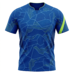 Soccer Intl™ Men's Kinetic-Circuit Royal Blue Soccer Jersey - Lime Volt Geometric Performance Shirt